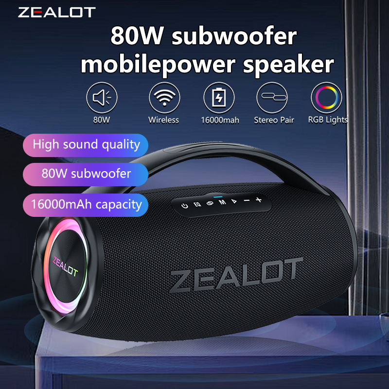 Holy Stone Drone Hs175 - ZEALOT S97 80W ワイヤレススピーカー、屋外ポータブルサブウーファースピーカー、Hifi 音質、デュアルペアリング、高速充電、16000mAh。