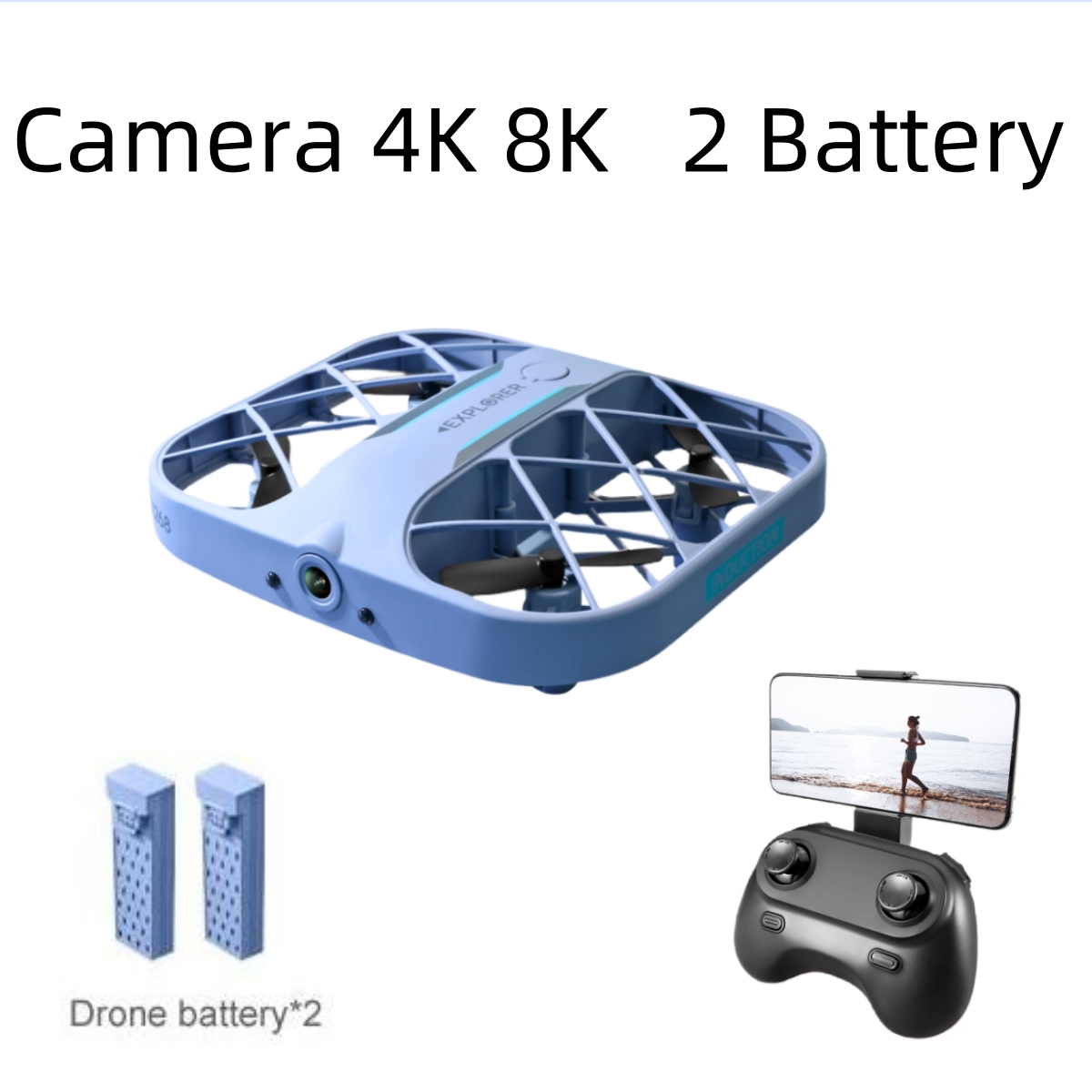 Drone Kit With Camera - JJRC H107 FPV RCドローン（バッテリー2個付き）、8K/4Kカメラ搭載クアッドコプター、リモコン付きドローン、クリスマスプレゼントに最適