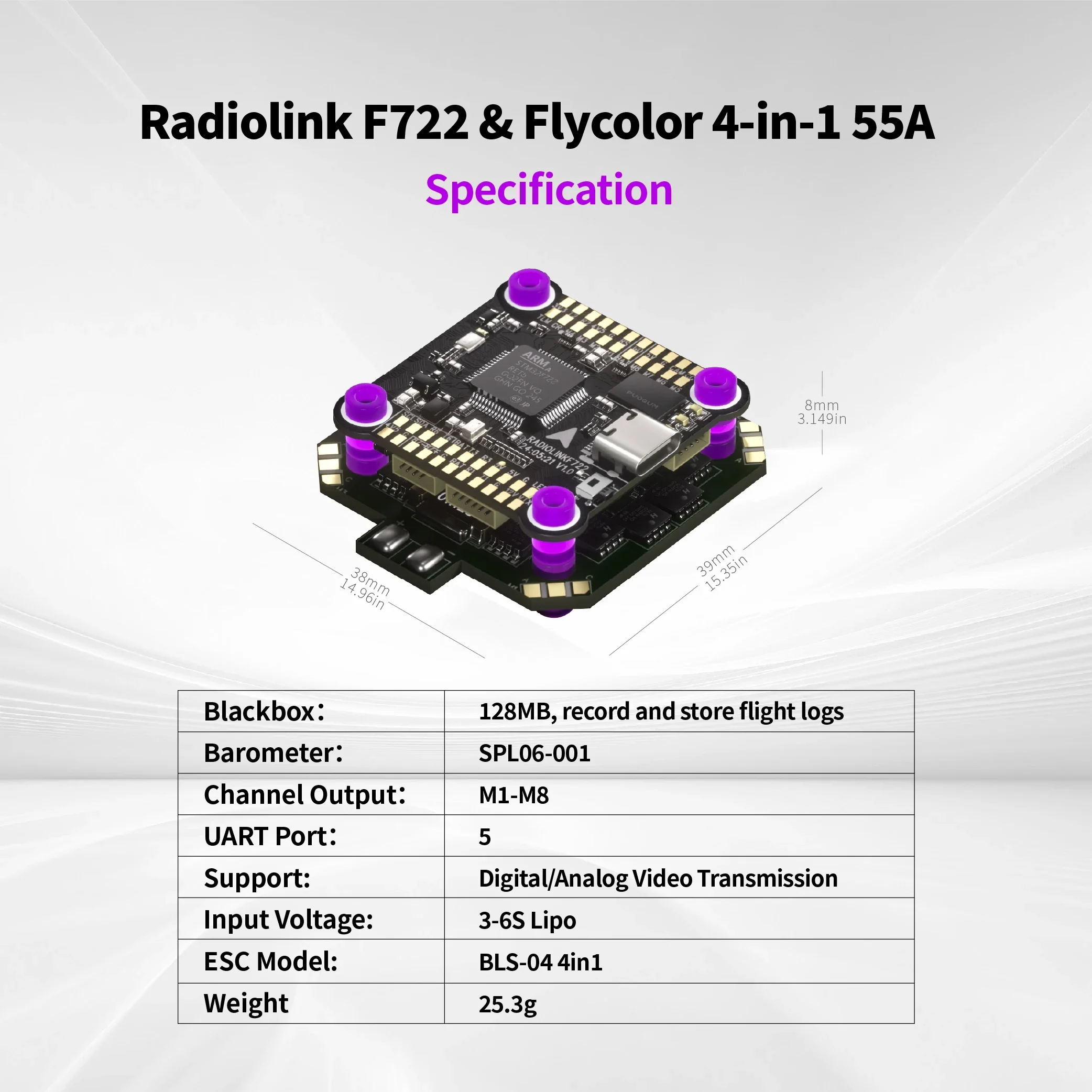 RoRusRadiolink F722 フライトコントローラ - Betaflight Fc F7 のレビューと価格